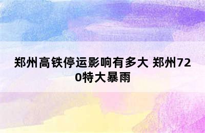 郑州高铁停运影响有多大 郑州720特大暴雨